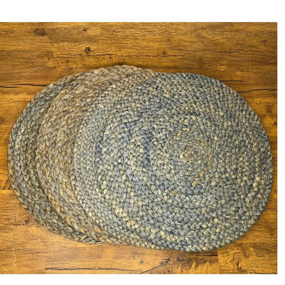 Threshold Woven Blue Grey Tan Jute Maize Round Place Mat Charger Dining 15in